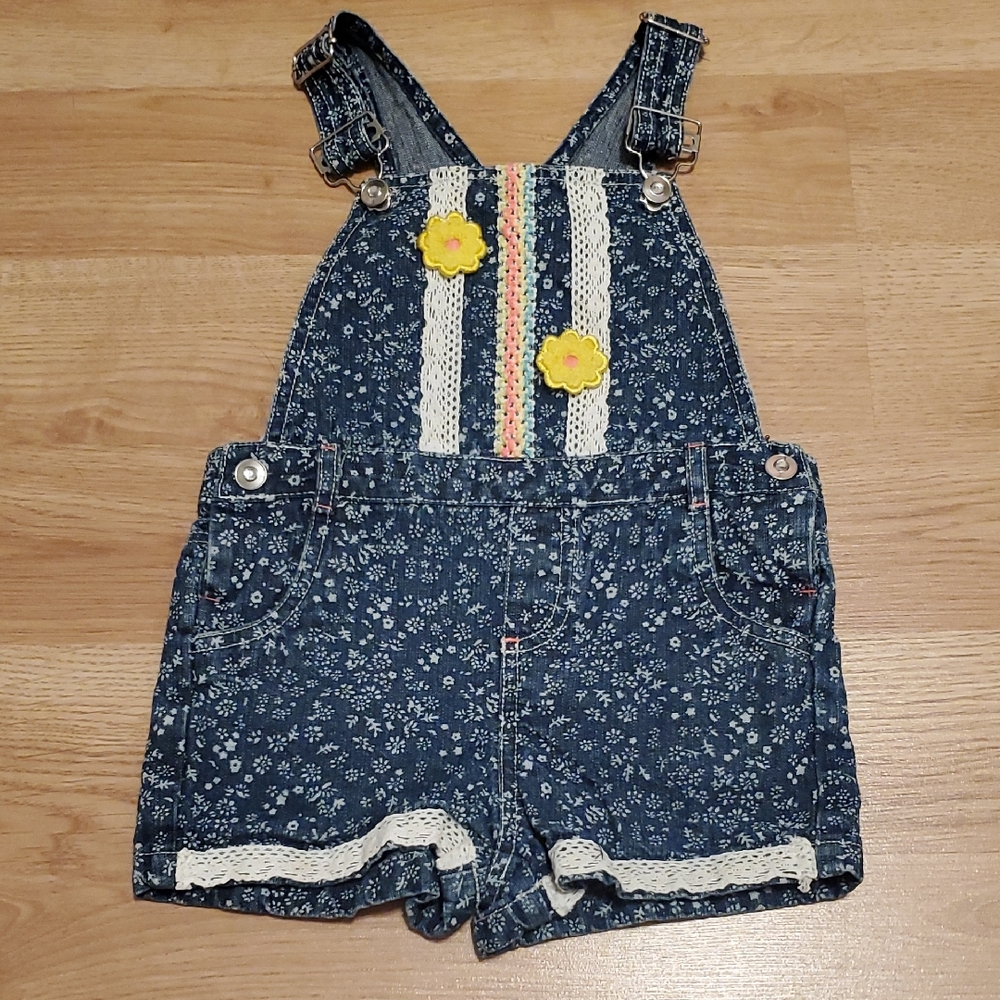 Toddler Floral Denim Overalls